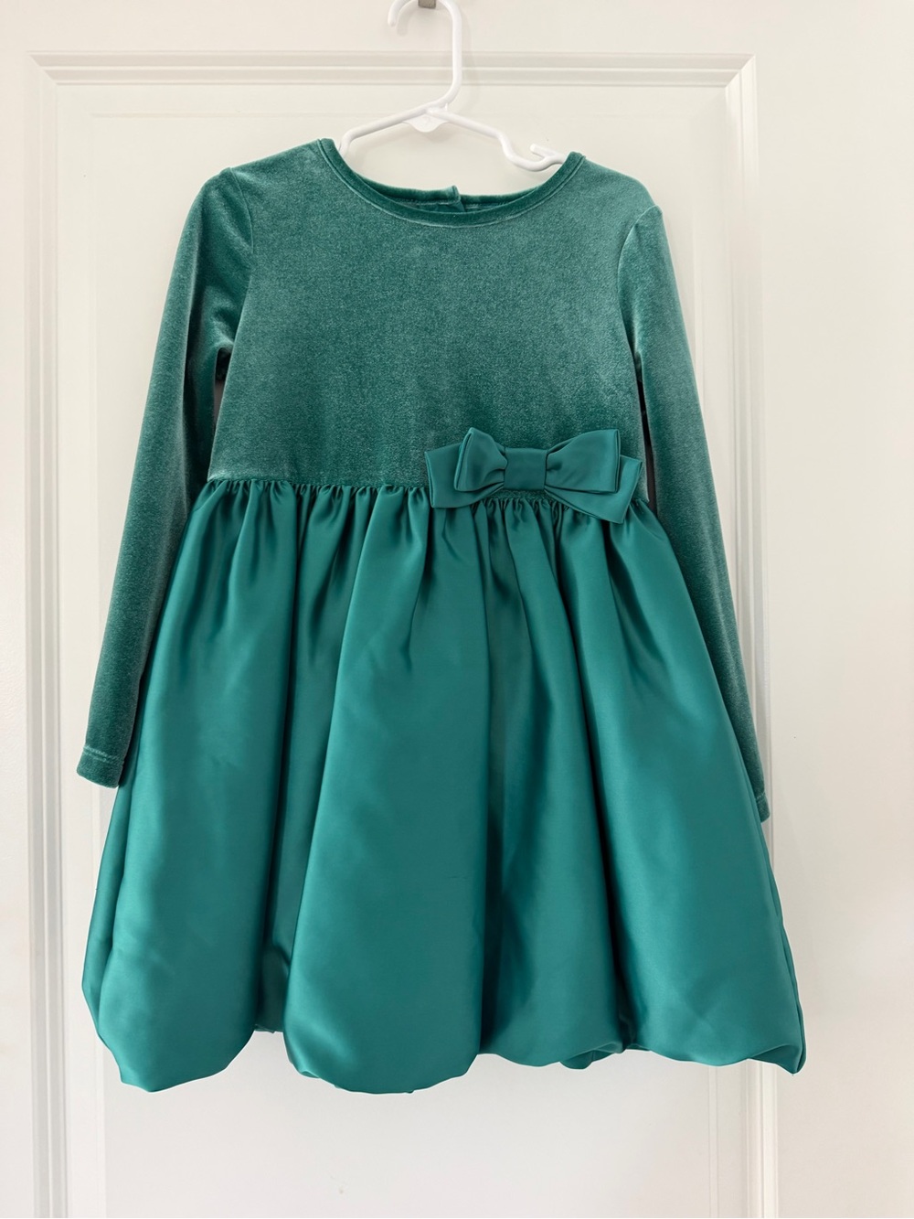 Cat & Jack Teal Velvet Bodice Satin Skirt Dress with Bow